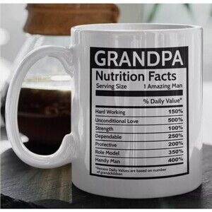Grandpa Nutrition Facts Funny Coffee Mug Gift Cup Grandchildren for Grandfather